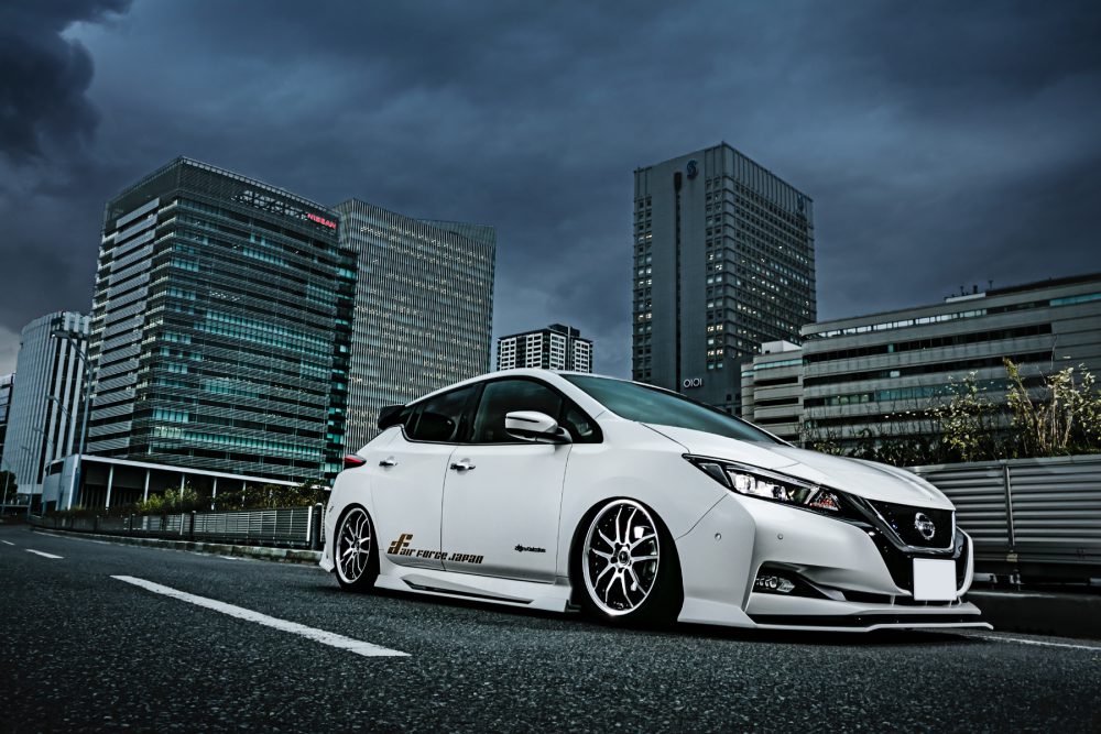 ＜スタイルワゴン掲載＞電気自動車カスタム 日産リーフ airforce Suspension japan エアフォースサスペンション ジャパン
